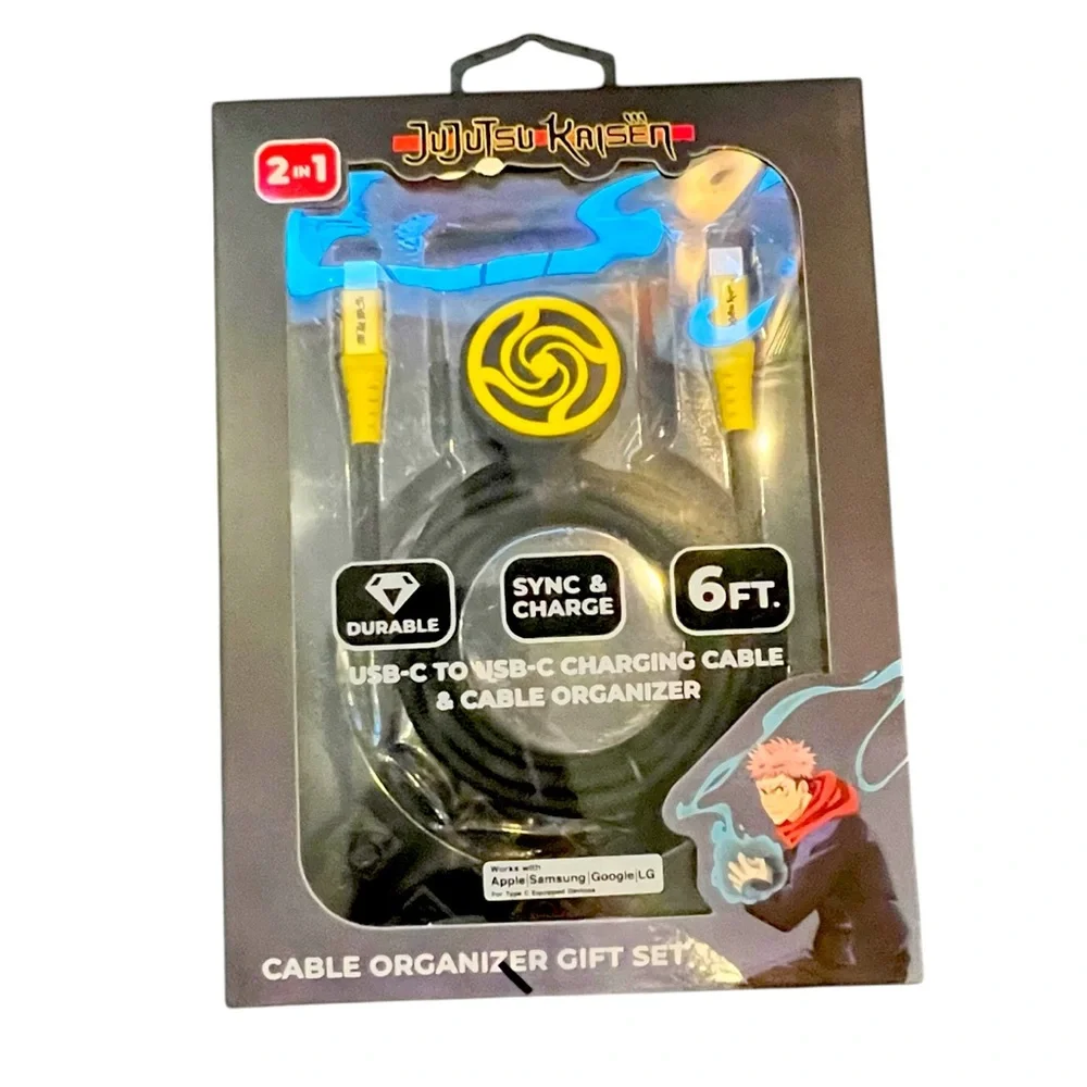 Anime Jujutsu Kaisen USB-C to USB-C Fast Charging Cable with Organizer